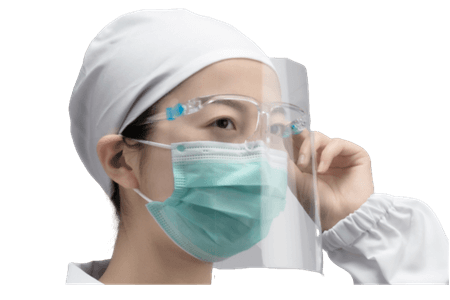 medical face shield with glasses